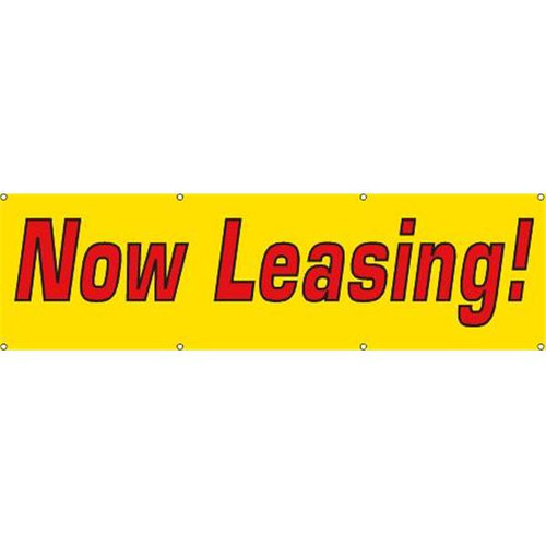 Horizontal Now Leasing Banner, Bright Yellow, 10' X 3'