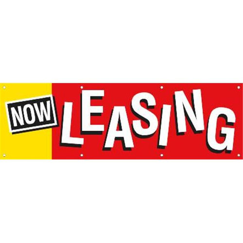 Horizontal Now Leasing Banner, Red/Yellow, 10' X 3'