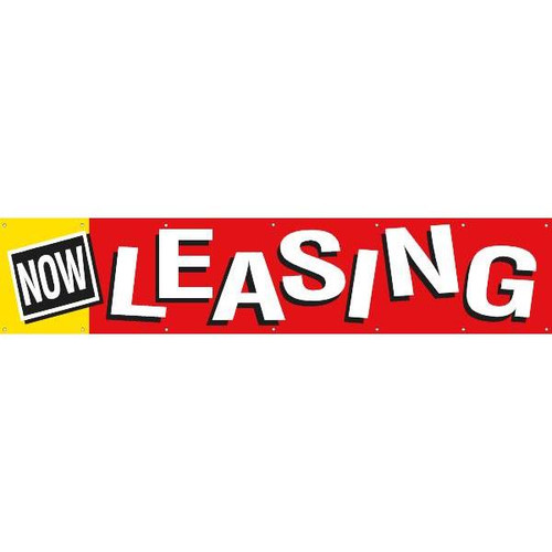 Horizontal Now Leasing Banner, Red/Yellow, 20' X 4'
