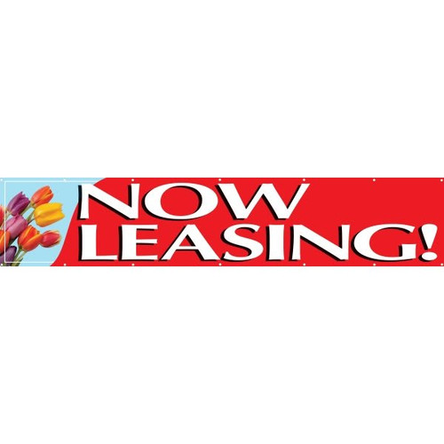 Horizontal Now Leasing Banner, Tulips, 20' X 4'