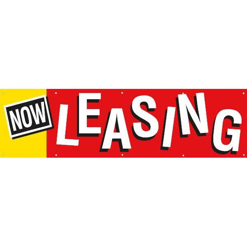 Now Leasing Horizontal Banner, Red/Yellow, 15' X 4'