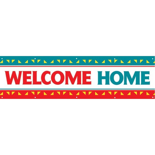 Welcome Home Horizontal Banner, Red/Green, 15' X 4'