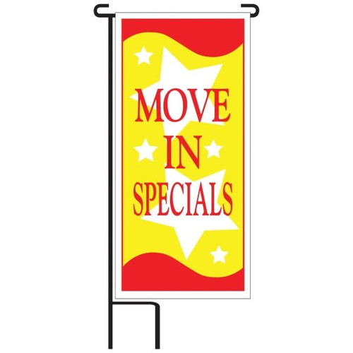 Move In Special Lawn Banner Kit, Red/Yellow, 15 X 32