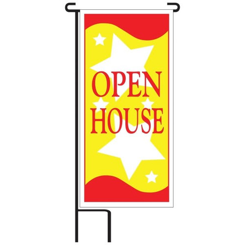 Open House Lawn Banner Kit, Red And Yellow, 15 X 32