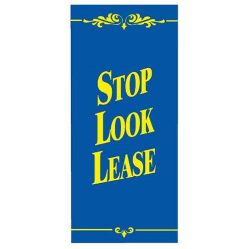 Stop Look Lease Lawn Banner, Blue And Yellow, 15 X 32