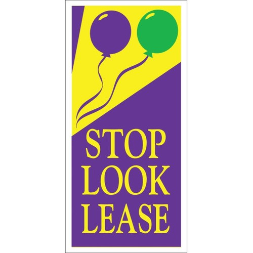 Stop! Look! Lease! Lawn Banner, Festive, 15 X 32