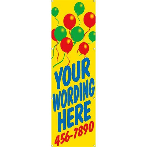 Semi-Custom Vertical Banner, Balloons, 3' X 10'