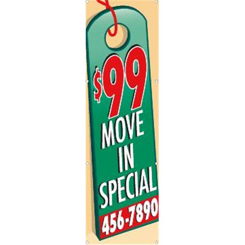 Semi-Custom Vertical Move In Special Banner, 3' X 10'