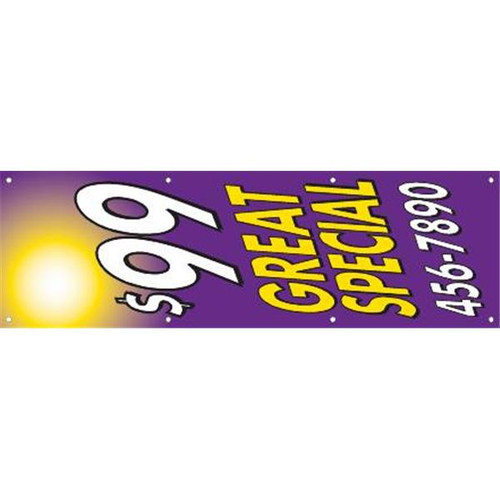 Vertical Semi-Custom Banner, Sun, 3' X 10'