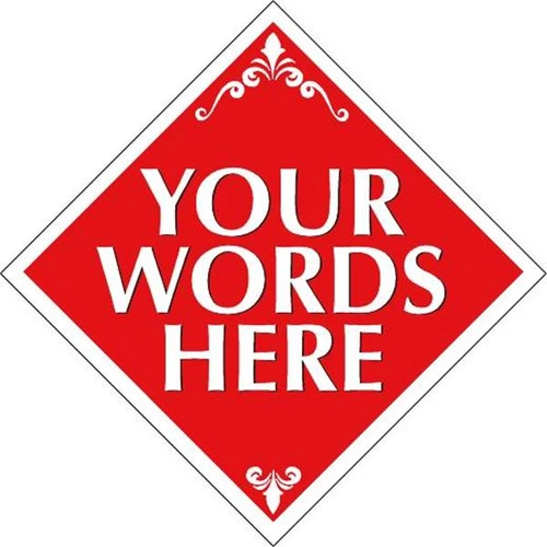Aluminum Semi-Custom Diamond Amenity Sign, Red/White, 24 X 24