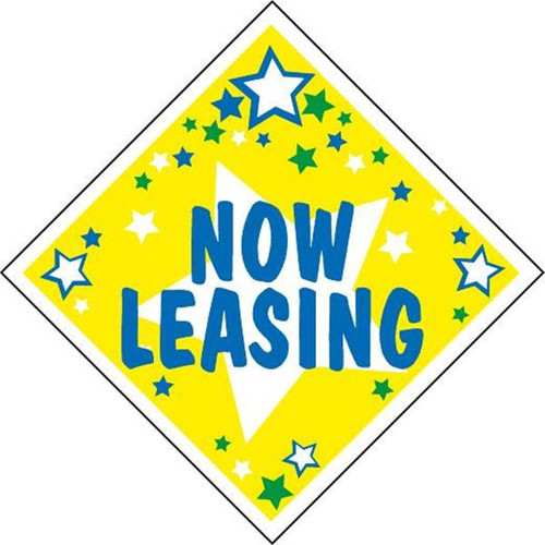 Coroplast Now Leasing Diamond Shaped Amenity Sign, Stars, 24 X 24