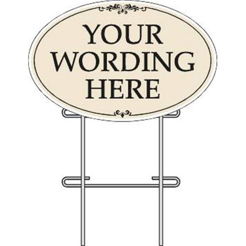 Coroplast Now Leasing Oval Amenity Sign Kit, Black/Ivory, 32 X 21