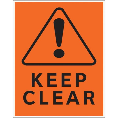 Hy-Ko "Caution Keep Clear" Sign, Plastic, 16 X 20", Package Of 5