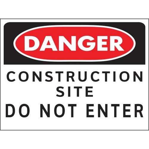 Hy-Ko "Danger Construction Site" Sign, Polystyrene, 24 X 18", Package Of 5