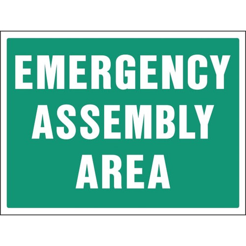 Hy-Ko "Emergency Assembly Area" Sign, Polystyrene, 24 X 18", Package Of 5