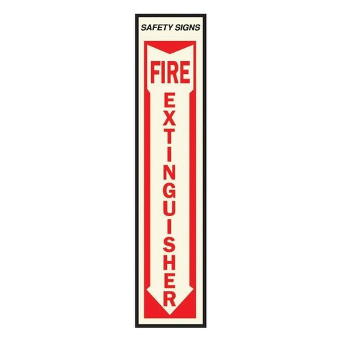 Hy-Ko "Fire Extinguisher" Phosphorescent Vinyl Sign, 4 X 19-1/4", Package Of 10