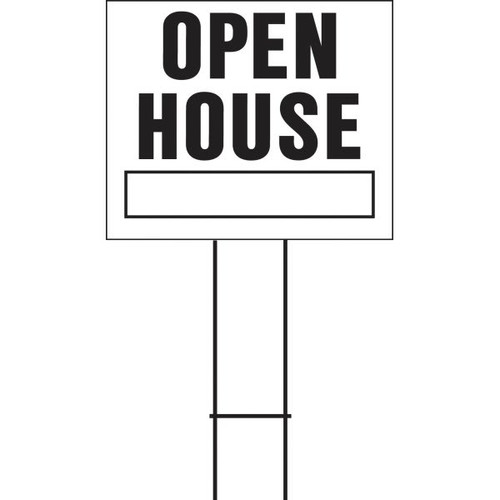 Hy-Ko "Open House" Corrugated Plastic Sign, Ground Stake, 19 X 24", Package Of 5