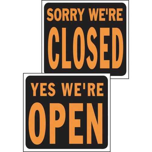 Hy-Ko "Open/Closed" Reversible Sign, Polystyrene, 14-1/2" X18-1/2", Package Of 5