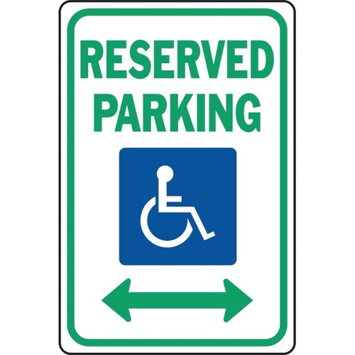 Hy-Ko "Reserved Parking" Handicapped Symbol Aluminum Sign, 12" X 18"