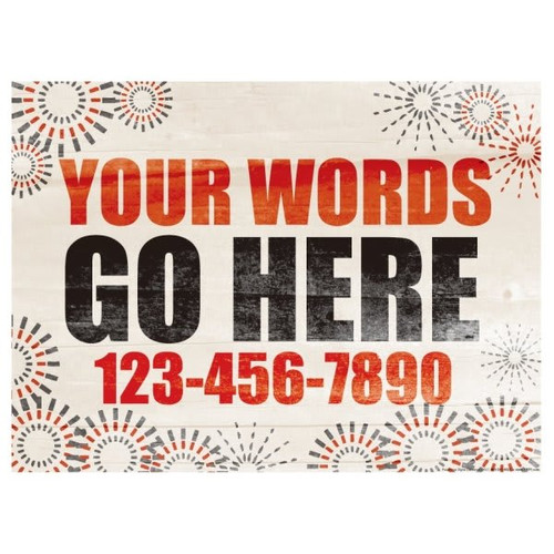 Coroplast Semi-Custom Yard Sign, Fireworks, 24 X 18