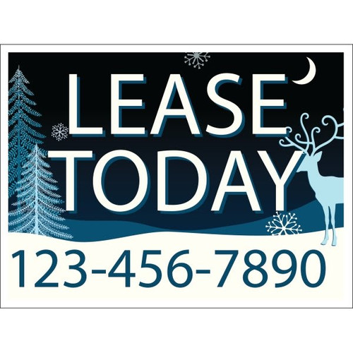 Coroplast Semi-Custom Yard Sign, Snowy Night, 24 X 18