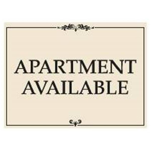 Aluminum Apartment Available Amenity Sign, Black And Ivory, 24 X 18