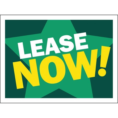 Aluminum Lease Now! Reflective Amenity Sign, Green, 24 X 18