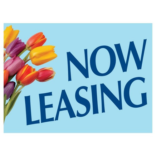 Aluminum Now Leasing Amenity Sign, Tulips, 24 X 18
