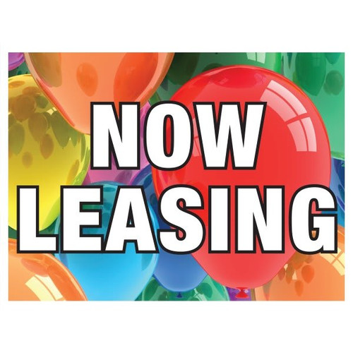Aluminum Now Leasing Reflective Amenity Sign, Bright Balloons, 24" X 18"