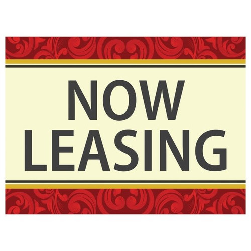 Aluminum Now Leasing Yard Sign, Filigree, 24 X 18