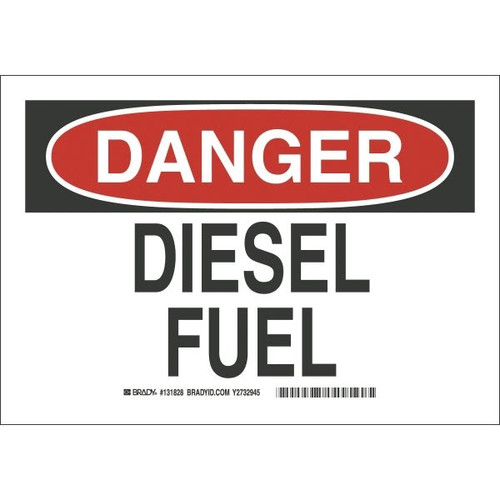 Brady 7 X 10" Polyester Self Sticking "Danger Diesel Fuel" Sign