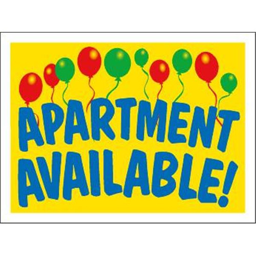 Coroplast Apartment Available! Amenity Sign, Balloons, 24 X 18