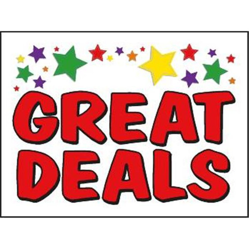 Coroplast Great Deals Amenity Sign, Stars, 24 X 18