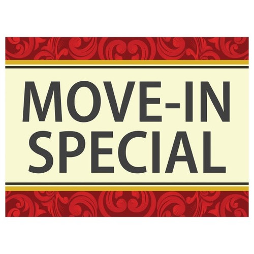 Coroplast Move In Special Amenity Sign, Filigree, 24 X 18