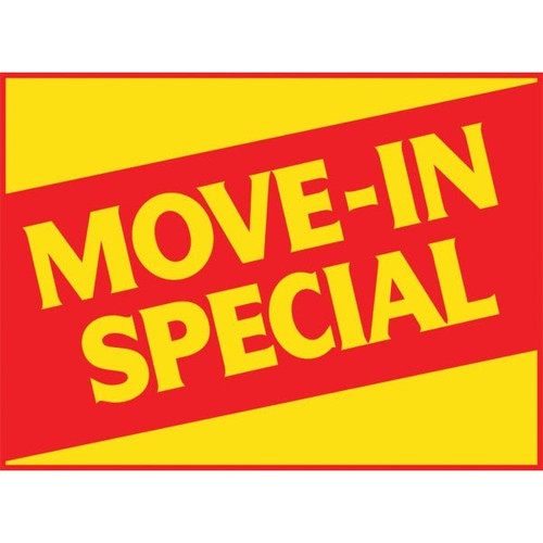 Coroplast Move In Special Reflective Amenity Sign, Yellow/Red, 24 X 18
