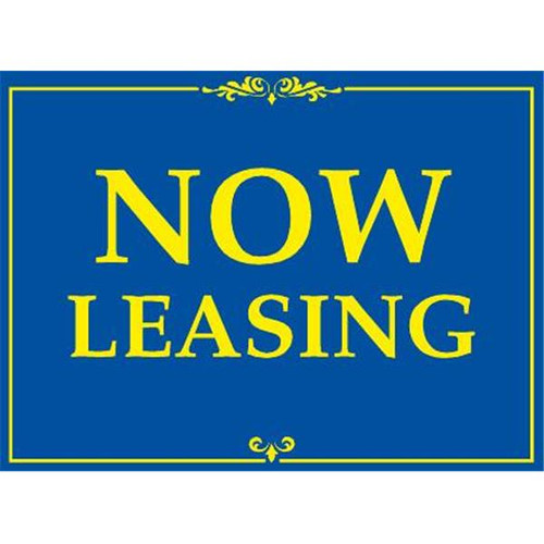 Coroplast Now Leasing Amenity Sign, Blue And Yellow, 24 X 18