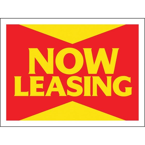 Coroplast Now Leasing Reflective Amenity Sign, Red/Yellow, 24 X 18