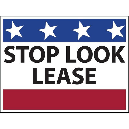 Coroplast Stop Look Lease Reflective Amenity Sign, Patriotic, 24 X 18
