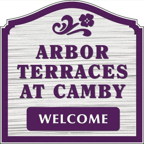 Custom Dimensional Designer Arch Sign, Wood Grain Finish, 24 X 24