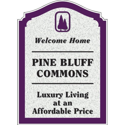 Custom Dimensional Sign With Designer Arch, Stucco Finish, 16 X 22