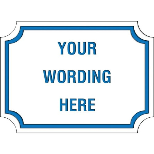 Custom Layered Color Sign With Notched Corners, White/Blue, 22 X 16