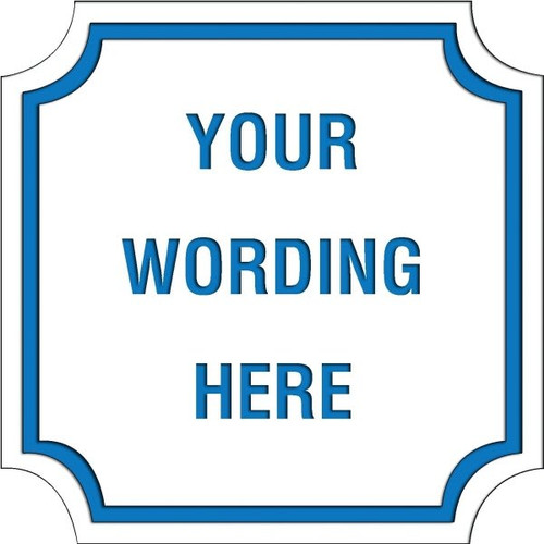 Custom Layered Color Sign With Notched Corners, White/Blue, 24 X 24