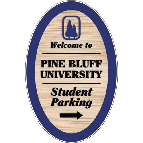 Custom Oval Dimensional Sign, Wood Grain Finish, 24 X 36