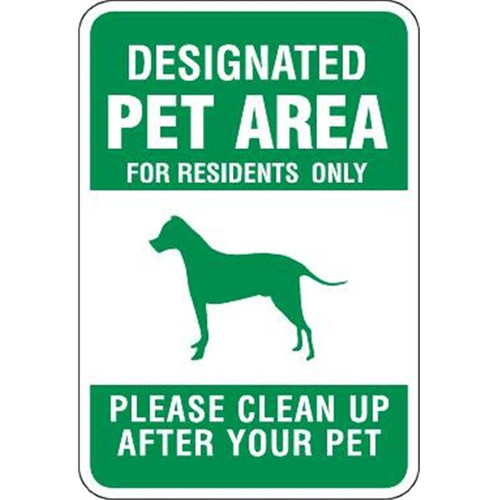 Designated Pet Area Sign, Non-Reflective, 12 X 18