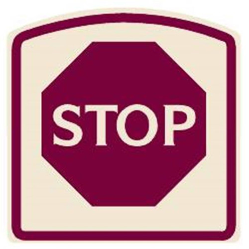 Designer Stop Sign, Burgundy On Ivory, 16 X 16