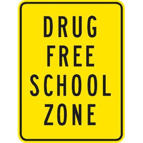 Drug Free Zone Sign, Non-Reflective, 12 X 18