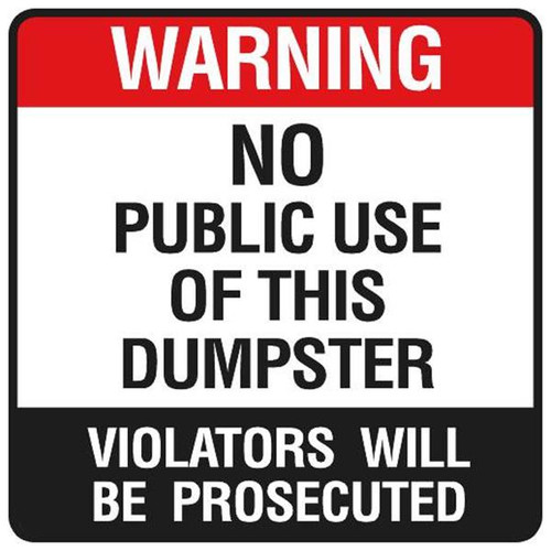Dumpster Rules/No Public Magnetic Sign, Reflective, 24 X 24