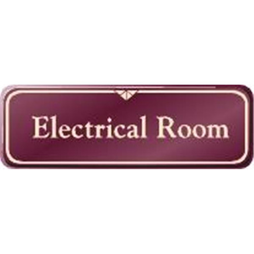 Electrical Room Interior Sign, Burgundy, 9 X 3