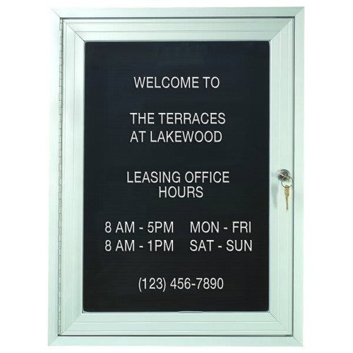 Enclosed Single Door Indoor Directory Board With Lock, Wall Mount, 18 X 24"