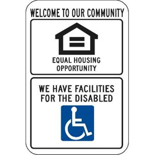 Equal Housing/Disabled Sign, Non-Reflective, 12 X 18"